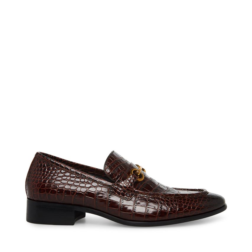 Dark Brown Steve Madden Philippe Crocodile Men\'s Loafers | PH 7194TZQ